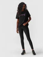 Spodnie sportowe damskie - Damskie legginsy basic 4F 4FWAW24TTIGF185 - czarne - miniaturka - grafika 1