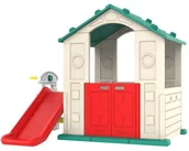 Namioty i tipi dla dzieci - Domek Ogrodowy 3w1 dla dzieci Zielony Dach + Zjeżdżalnia + Koszykówka EDUKAMP - miniaturka - grafika 1