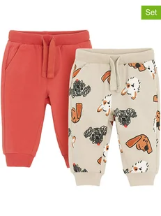COOL CLUB Spodnie dresowe (2 pary) w kolorze beżowym i czerwonym - Spodenki dla niemowląt - miniaturka - grafika 1