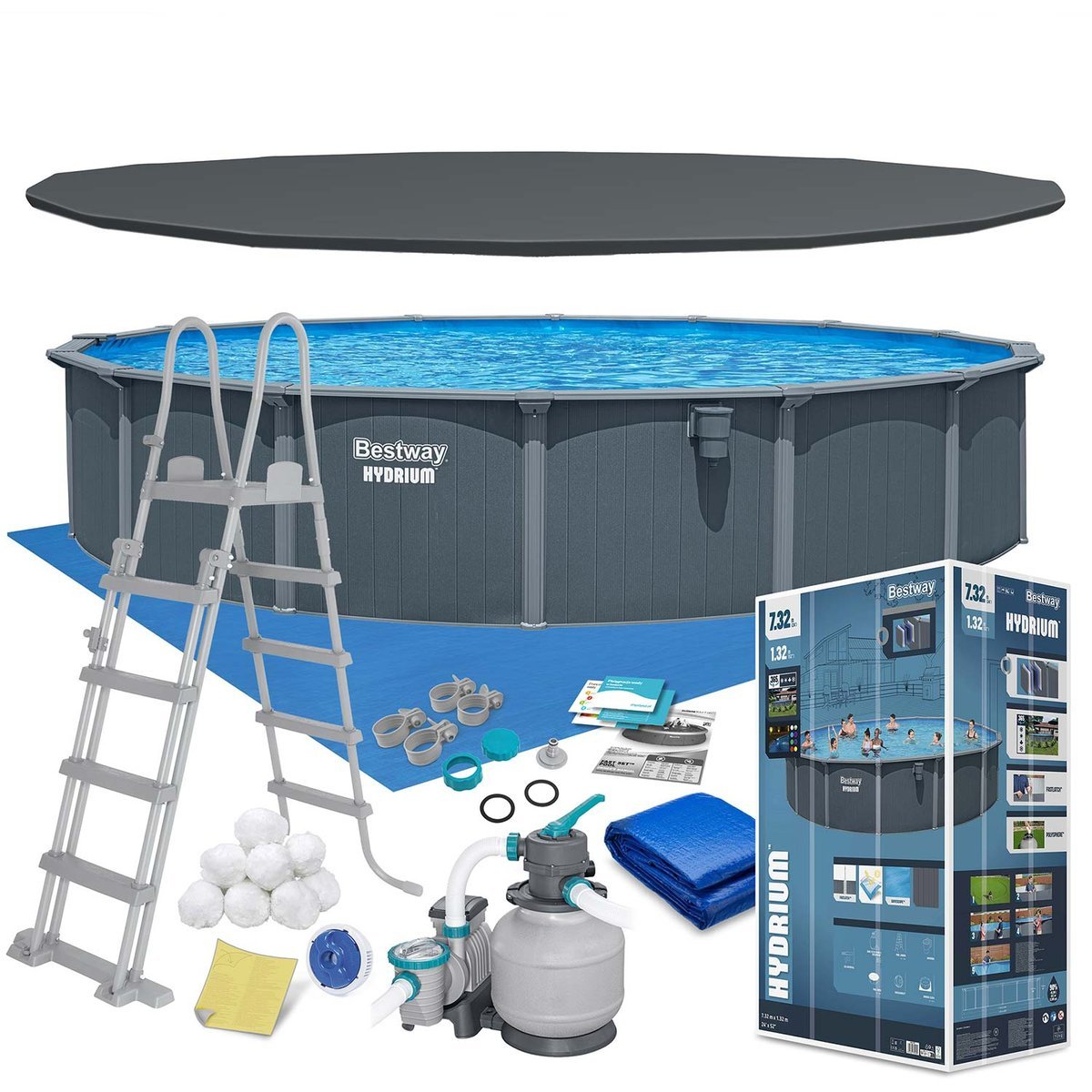 Bestway Basen stelażowy Hydrium 732x132 całoroczny 561RP zestaw