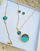 Zestawy biżuterii dla kobiet - Komplet biżuterii artystycznej Fontis, turkus i granat - miniaturka - grafika 1
