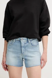 Calvin Klein Jeans szorty jeansowe damskie kolor niebieski gładkie high waist J20J225158 - Spodnie sportowe damskie - miniaturka - grafika 1