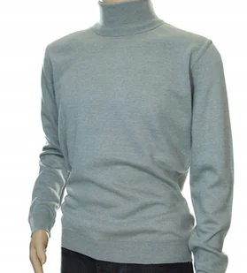 Sweter Męski Z Golfem Golf Wełniany Z Wełną Szary M - Swetry męskie - miniaturka - grafika 1
