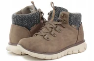Botki damskie - SKECHERS DAMSKIE BOTKI SZNUROWANE BEŻOWE 40 Ż5B - miniaturka - grafika 1