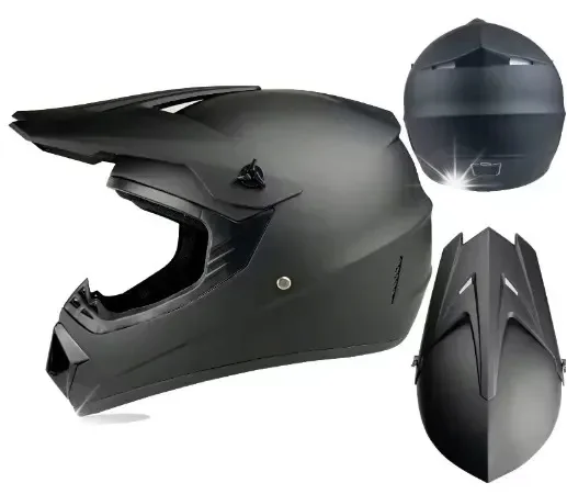 Kask Motocyklowy Na Crossa Quada Motor Lekki Czarny 58-60cm Obwód Głowy