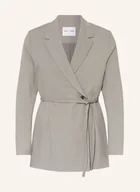 Marynarki i żakiety damskie - Samsøe Samsøe Długi Blezer Salot beige - miniaturka - grafika 1