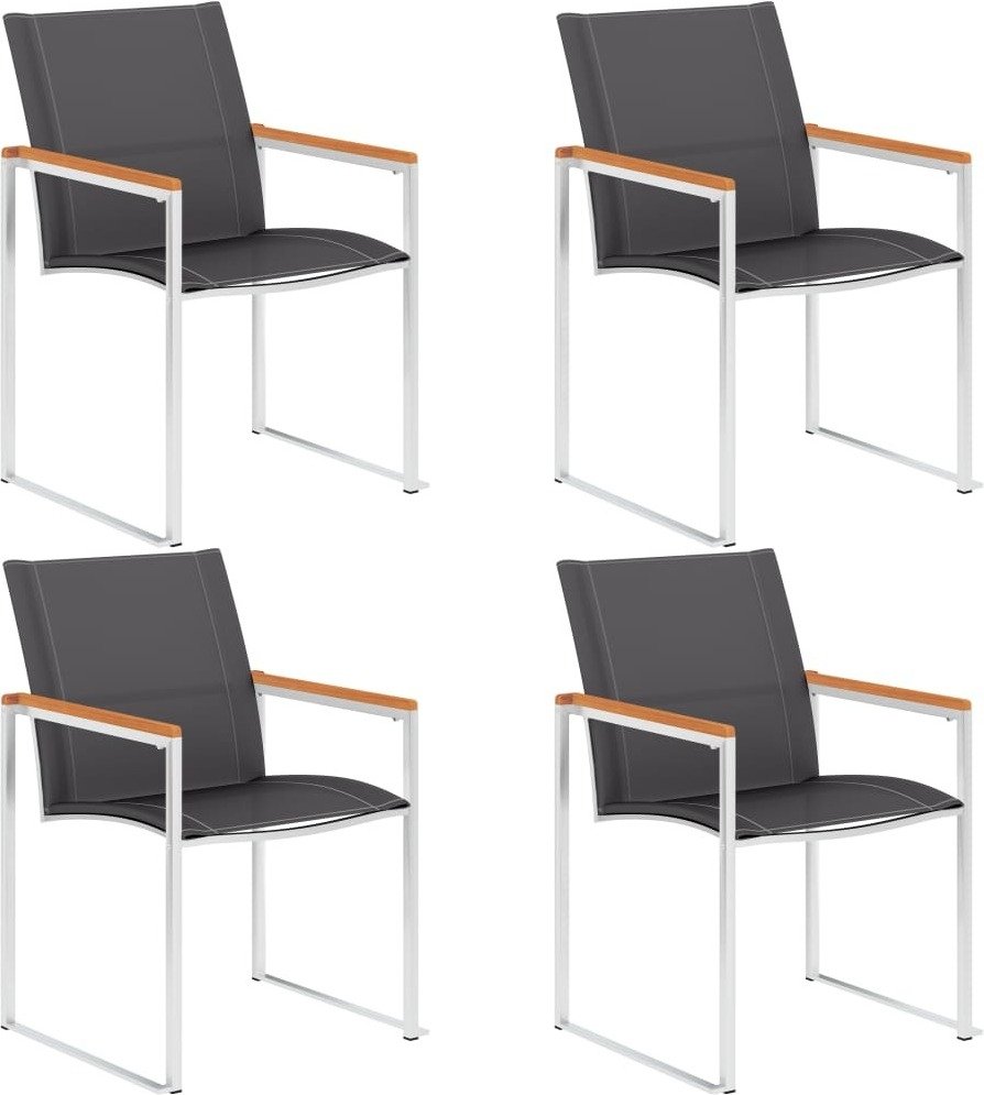 Krzesła ogrodowe 4 szt. Tekstylen i stal nierdzewna, kolor szary