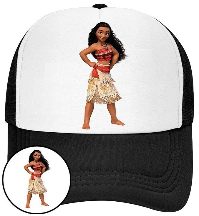 Czapka z Daszkiem Moana Czarna z Nadrukiem Na Lato Siatka Bejsbolówka