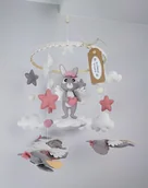 Karuzele dla niemowląt - Handmade karuzela dla dziewczynki, zwierzątka, gwiazdki i chmurki - miniaturka - grafika 1