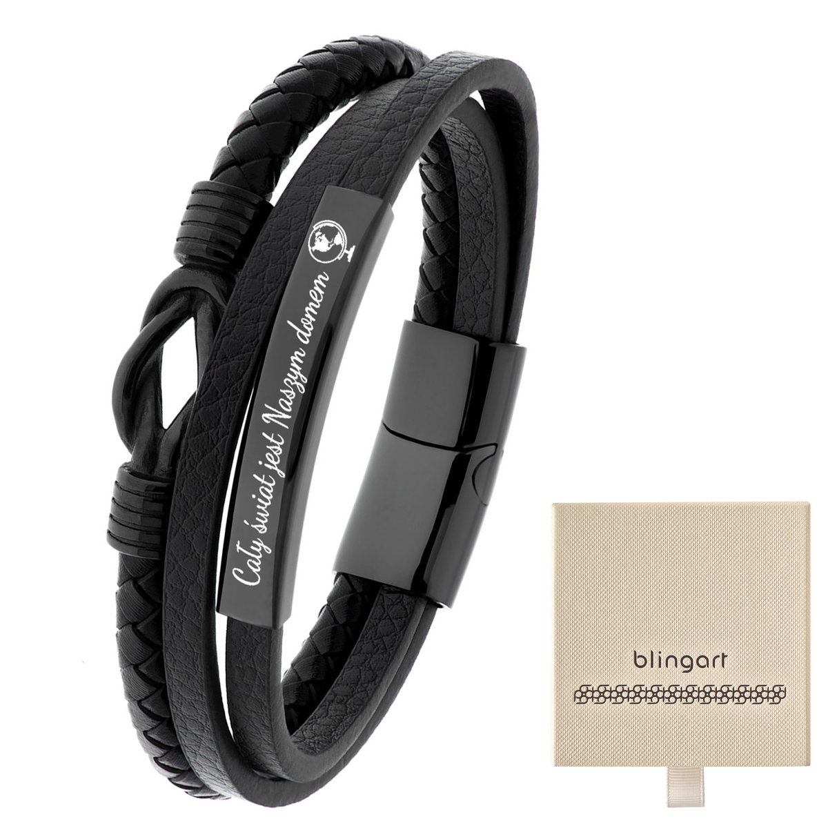 Bransoletka z GRAWEREM męska / damska STAL węzeł C