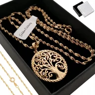 Łańcuszki - ZLOTY ŁANCUSZEK DAMSKI SINGAPUR + ZAWIESZKA DRZEWKO SZCZĘŚCIA Z CYRKONIAMI - miniaturka - grafika 1