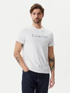 Koszulki męskie - Calvin Klein T-Shirt Satin Bonded Logo K10K114162 Biały Regular Fit - miniaturka - grafika 1