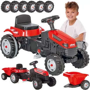 Ogromny Traktor Na Pedały Przyczepą Klakson 143 Cm Czerwony Z581C - Jeździki dla dzieci - miniaturka - grafika 1