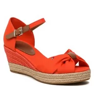 Espadryle damskie - Espadryle Tommy Hilfiger - Basic Open Toe Mid Wedge FW0FW04785  Deep Orange SNX - miniaturka - grafika 1