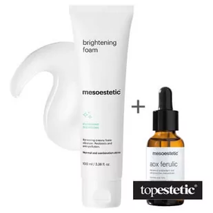 Mesoestetic AOX Ferulic + Brightening Foam ZESTAW Antyoksydacyjne serum z witaminą C 30 ml + Kremowa pianka myjąca z kwasami AHA do skóry normalnej i mieszanej 100 ml - Zestawy kosmetyków damskich - miniaturka - grafika 1