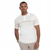 Koszulki męskie - Męska koszulka polo z dzianiny z kontrastami kremowa V3 OM-POSS-0118 XL - miniaturka - grafika 1