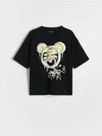 Koszulki dla chłopców - Reserved - T-shirt z nadrukiem - czarny - miniaturka - grafika 1