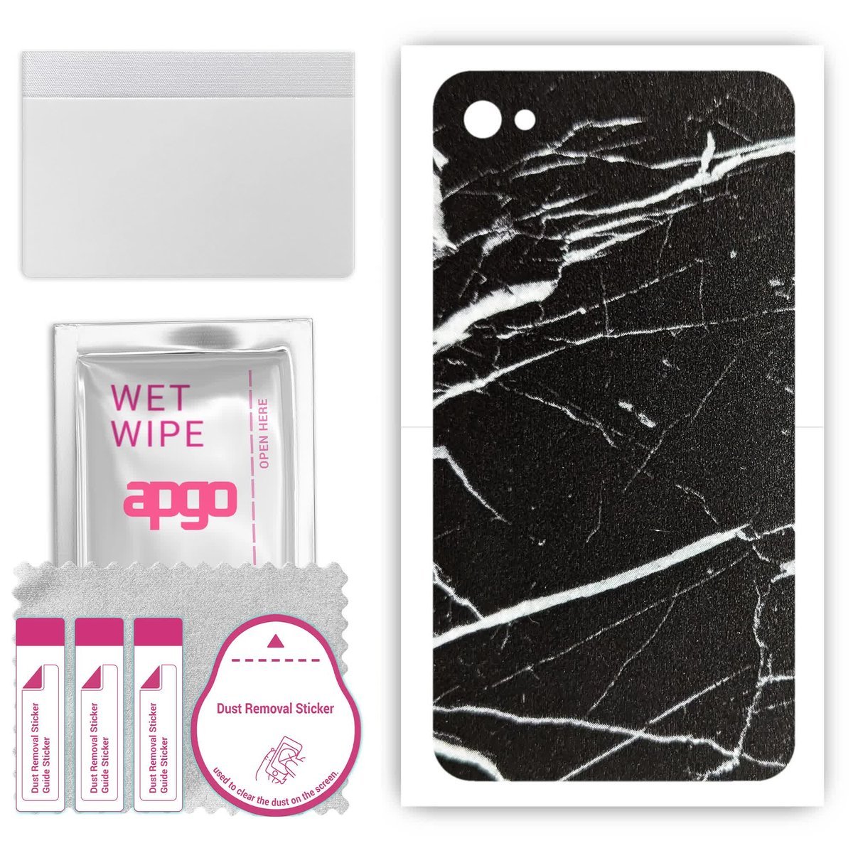 Folia naklejka skórka strukturalna na TYŁ do Apple iPhone 4 - Marmur Ciemny - apgo SKINS