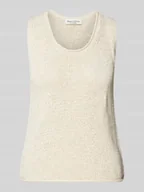 Swetry damskie - Top z dzianiny o kroju regular fit z mieszanki bawełny - miniaturka - grafika 1