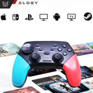 Gamepad Pad bezprzewodowy Bluetooth Alogy kontroler do gier + uchwyt na telefon Android iOS PS3 PS4 PC TV Nintendo Switch Joystick Czarny - Kontrolery gier na PC - miniaturka - grafika 19