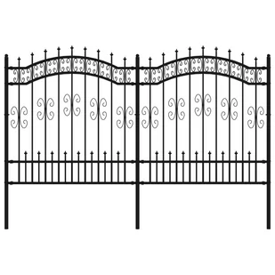 VIDAXL Ogrodzenie z grotami, czarne, 165 cm, malowana proszkowo stal - Ogrodzenia - miniaturka - grafika 3