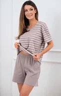 Piżamy damskie - Piżama damska na krótki rękaw i krótkie spodnie cappucino Betty, Kolor cappuccino-biały, Rozmiar S, Italian Fashion - Primodo.com - miniaturka - grafika 1