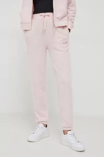Spodnie damskie - Tommy Hilfiger spodnie dresowe kolor różowy gładkie - grafika 1