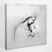 Ikony i obrazy sakralne - Maryja z dzieciątkiem Jezus szkic - obraz polycanvas, 40x40 - miniaturka - grafika 1