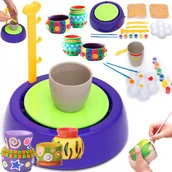 Zabawki sensoryczne - KOŁO GARNCARSKIE ZESTAW KREATYWNY Z GLINA FARBAMI - miniaturka - grafika 1