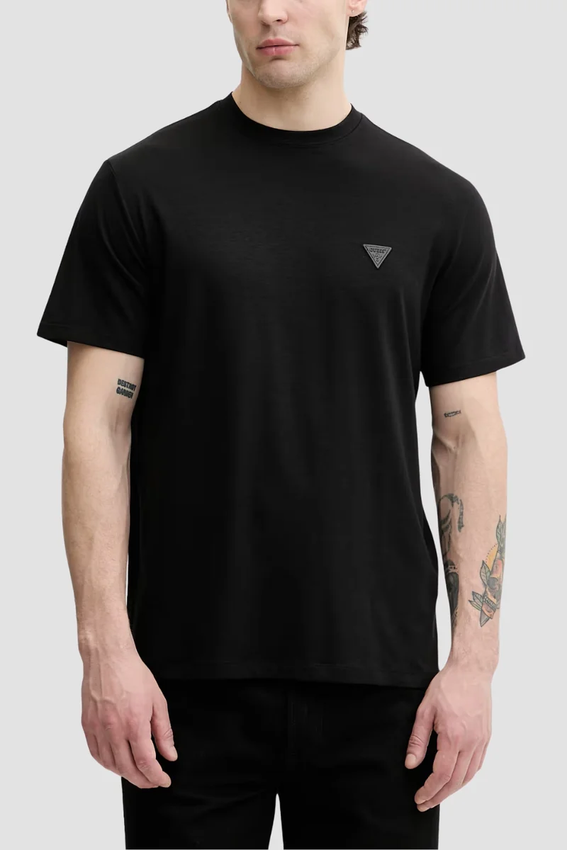 GUESS Czarny męski t-shirt na krótki rękaw Small Patch L