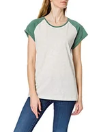 Koszulki i topy damskie - Urban Classics Damska koszulka basic, koszulka z kontrastującymi kolorystycznie rękawami, dla kobiet, Contrast Raglan, dostępna w ponad 10 kolorach, rozmiary XS-5XL, jasnoszary/paleleaf, XS - miniaturka - grafika 1