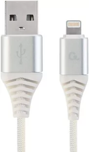 Gembird Kabel USB Kabel USB 2.0 AM/8-pin lightning M oplot tekstylny 2m biały CC-USB2B-AMLM-2M-BW2 - Kable komputerowe i do monitorów - miniaturka - grafika 1