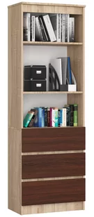 REGAŁ BIUROWY R 60 cm CLP 3 SZUFLADY 2 PÓŁKI SONOMA / WENGE - Regały biurowe - miniaturka - grafika 2
