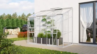 VITAVIA szklarnia przyścienna IDA 3300, srebrna - (3,3 m2; 1,3 x 2,57 m) + baza - Szklarnie ogrodowe - miniaturka - grafika 6
