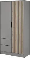 Szafy - Szafa Stilo w kolorze szarym dwudrzwiowa z szufladami i lamelami na froncie - miniaturka - grafika 1