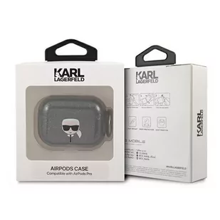 Karl Lagerfeld KLAPUKHGK AirPods Pro cover czarny/black Glitter Karl`s Head - Akcesoria do słuchawek - miniaturka - grafika 3