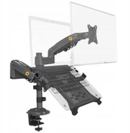 Uchwyty do monitorów - H180-FP Podwójny Ergonomiczny uchwyt biurkowy do laptopa i monitora Regulacja 3D - miniaturka - grafika 1