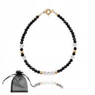 Bransoletki - Czarny Turmalin i Kryształ Górski Srebro 925 Pozłacane na Prezent 17 cm, bez marki, AG00000561 - miniaturka - grafika 1