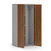 Szafy biurowe - Szafa ubraniowa biurowa PRIMO GRAY, 3 półki, drążek do szafy, 1781 x 800 x 500 mm, szary/orzech - miniaturka - grafika 1