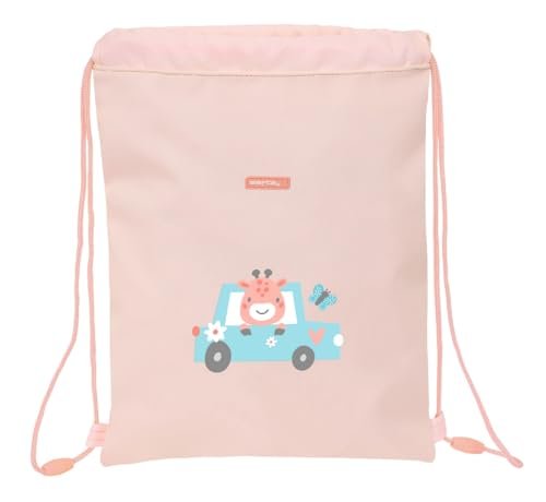 Safta PREESCOLAR JIRAFA - Plecak z płaskim workiem, idealny dla dzieci w różnym wieku, wygodny i wszechstronny, jakość i wytrzymałość, 26 x 34 cm, koral, M, Casual