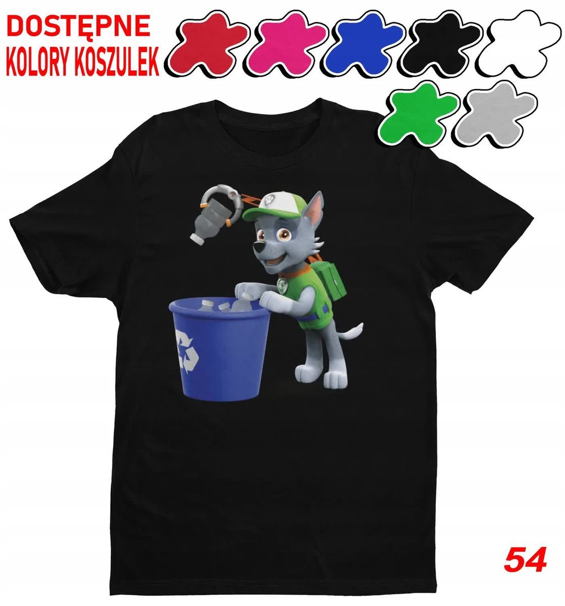 Dziecięca Koszulka Z Nadrukiem Duży Wybór Psi Patrol Chase Rocky -M 134-140
