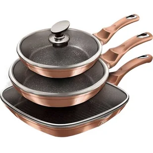 Berlinger Haus Zestaw 3 patelni granitowych rose gold line bh-6195 BH-6195 Kinghoff - Patelnie - miniaturka - grafika 1