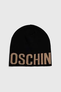 Moschino czapka wełniana kolor beżowy z cienkiej dzianiny wełniana - Czapki damskie - miniaturka - grafika 1