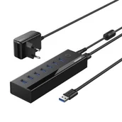 Huby USB - Adapter 7w1 UGREEN US219 Hub USB do 7x USB 3.0 (szary) - miniaturka - grafika 1