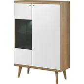 Kredensy - Kredens PWT90 Primo Piaski Meble Biały, Dąb Riviera - miniaturka - grafika 1