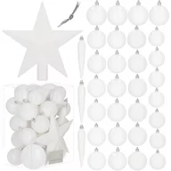 Bombki - Bombki choinkowe 33 szt. zawieszki na choinkę ozdoby świąteczne z gwiazdą białe - miniaturka - grafika 1