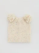 Buciki dla niemowląt - Reserved - Bawełniana czapka z uszkami - złamana biel - miniaturka - grafika 1