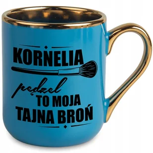 KUBEK 330 ML NIEBIESKI UCHO RANT ZŁOTY PREZENT DLA WIZAŻYSTKI TWOJE IMIĘ - Kubki KUBEK 330 ML NIEBIESKI UCHO RANT ZŁOTY PREZENT DLA WIZAŻYSTKI TWOJE IMIĘ - Kubki - miniaturka - grafika 1