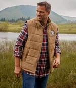 Swetry męskie - Pikowany bezrękawnik ze sztucznego zamszu Mężczyzna Atlas For Men - Kolor : Brązowy - Rozmiar : 4XL - miniaturka - grafika 1