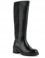 Kozaki damskie - GEOX DAMSKIE KOZAKI SKÓRZANE NA ZAMEK CZARNE 40 Ż3F - miniaturka - grafika 1